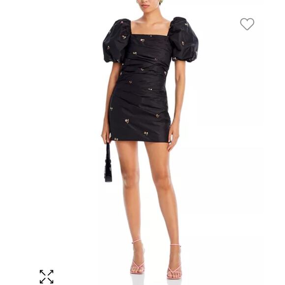 Sea NY Rubina Embroidered Mini Dress Puff Sleeve Floral Ruched - Picture 12 of 16